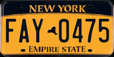 NY license plate FAY0475