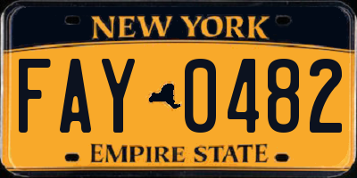 NY license plate FAY0482