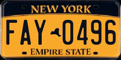 NY license plate FAY0496