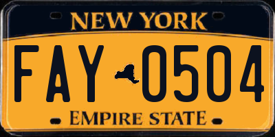 NY license plate FAY0504