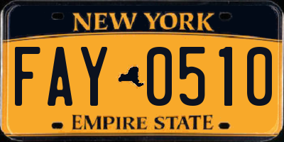 NY license plate FAY0510
