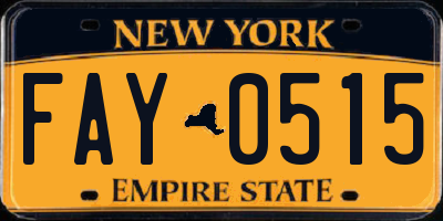 NY license plate FAY0515