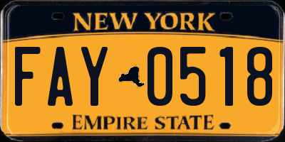 NY license plate FAY0518
