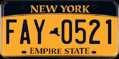 NY license plate FAY0521