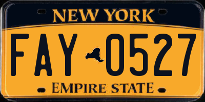 NY license plate FAY0527