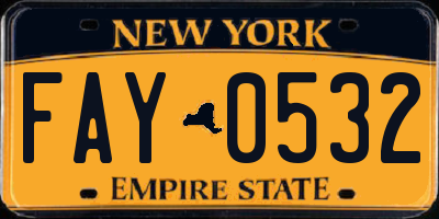 NY license plate FAY0532