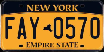 NY license plate FAY0570