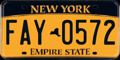 NY license plate FAY0572