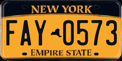 NY license plate FAY0573