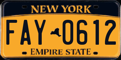 NY license plate FAY0612