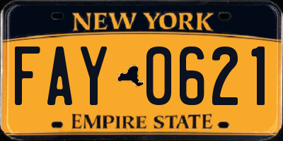 NY license plate FAY0621
