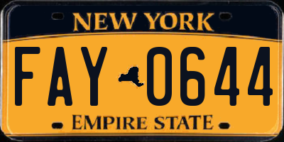 NY license plate FAY0644