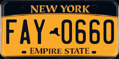 NY license plate FAY0660