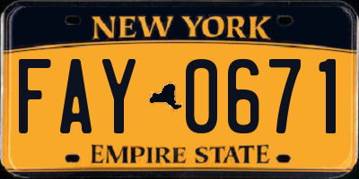 NY license plate FAY0671