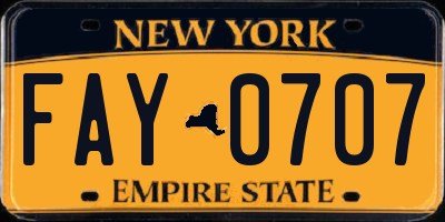 NY license plate FAY0707