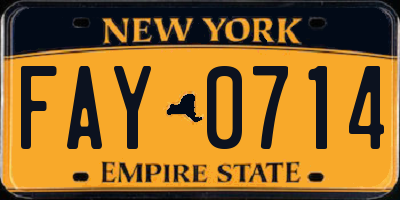 NY license plate FAY0714