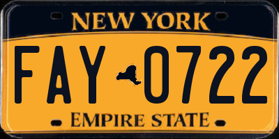NY license plate FAY0722