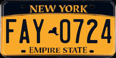 NY license plate FAY0724