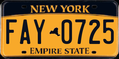 NY license plate FAY0725