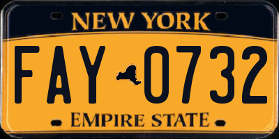 NY license plate FAY0732