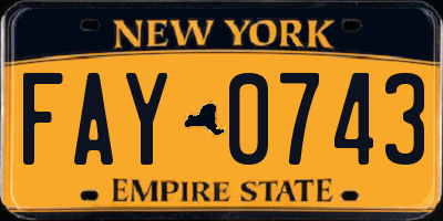 NY license plate FAY0743