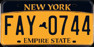 NY license plate FAY0744