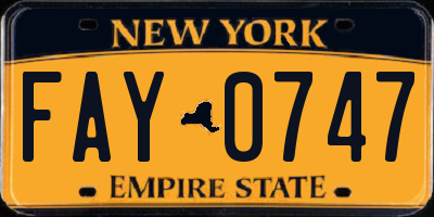 NY license plate FAY0747