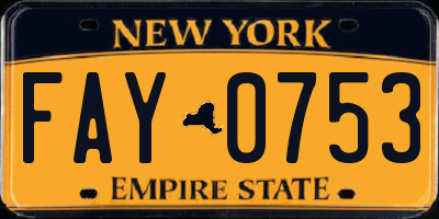 NY license plate FAY0753