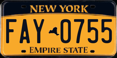 NY license plate FAY0755