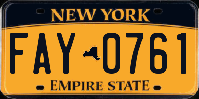 NY license plate FAY0761