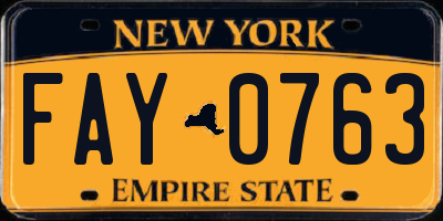 NY license plate FAY0763