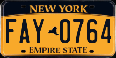 NY license plate FAY0764