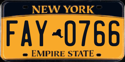NY license plate FAY0766