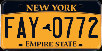 NY license plate FAY0772