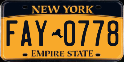 NY license plate FAY0778