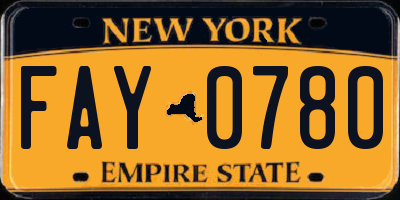 NY license plate FAY0780