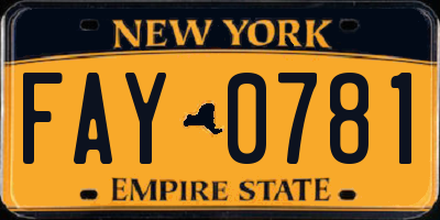 NY license plate FAY0781