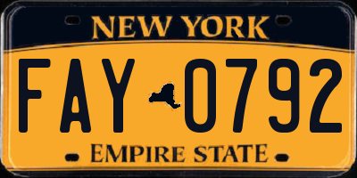 NY license plate FAY0792