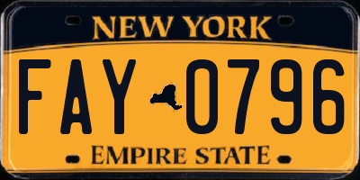 NY license plate FAY0796