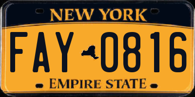 NY license plate FAY0816