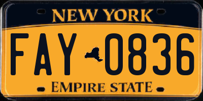 NY license plate FAY0836