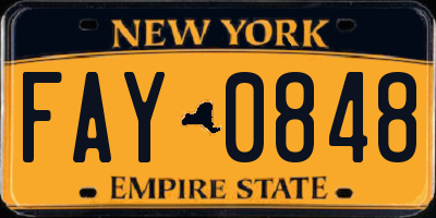 NY license plate FAY0848