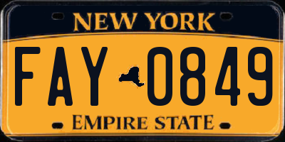 NY license plate FAY0849