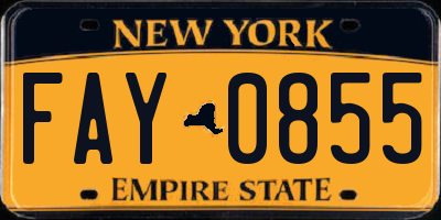 NY license plate FAY0855