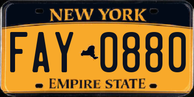 NY license plate FAY0880