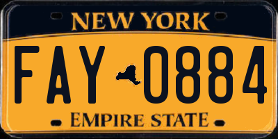 NY license plate FAY0884