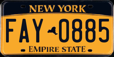 NY license plate FAY0885