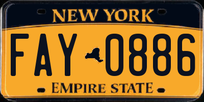 NY license plate FAY0886