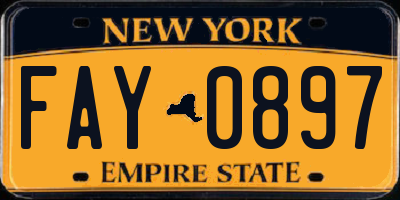 NY license plate FAY0897