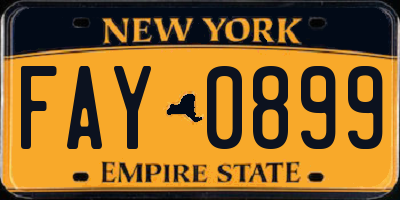 NY license plate FAY0899